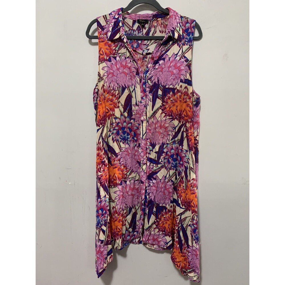 CUPIO Floral Collared Dress Womens XL Stretch Knee Length Cottagecore Romantic